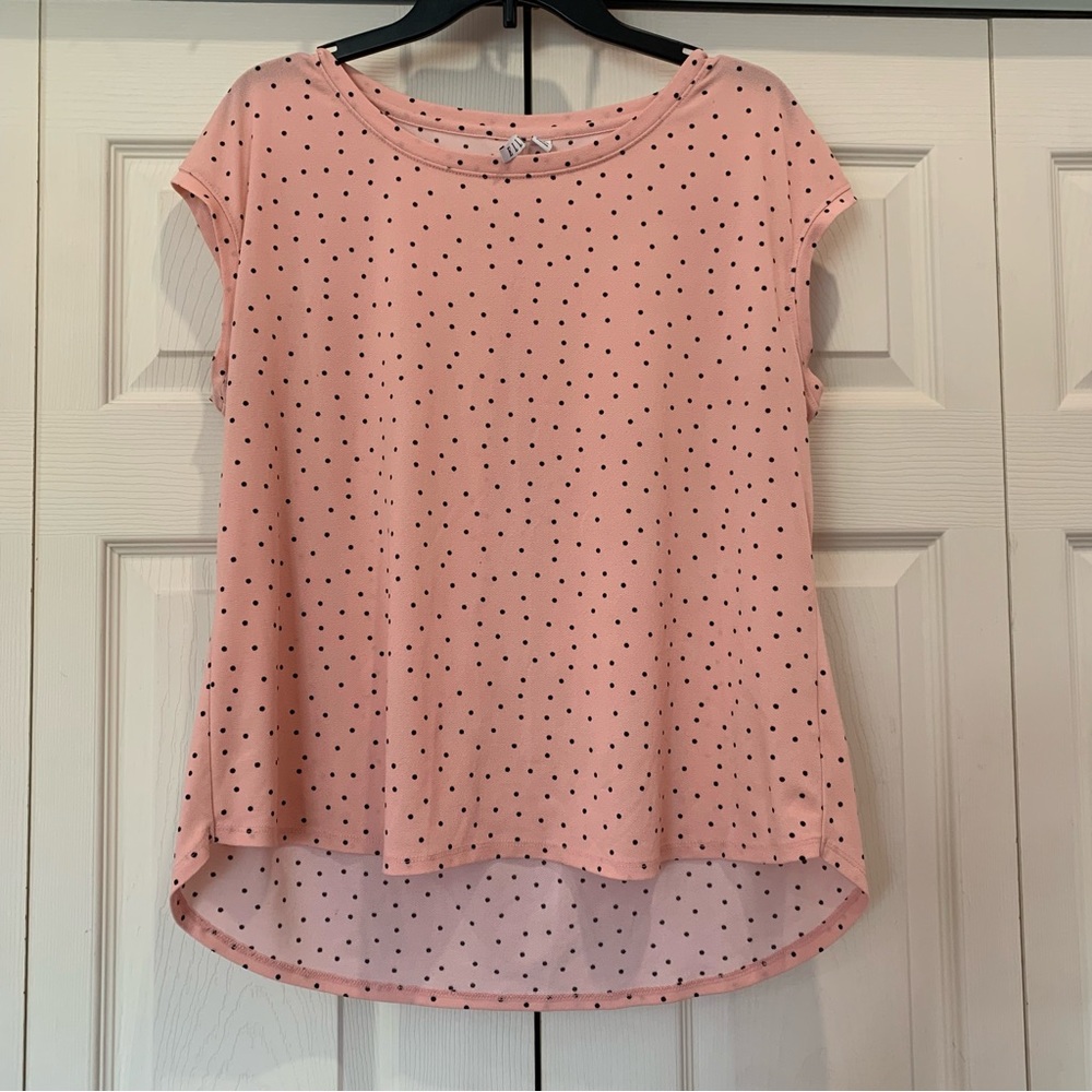 ELLE Pink Polka Dot Blouse